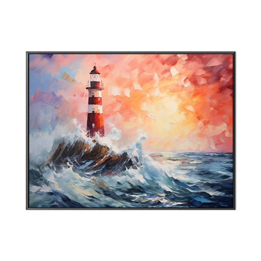 Handmade Abstract Lighthouse Oil Painting Canvas Wall Art