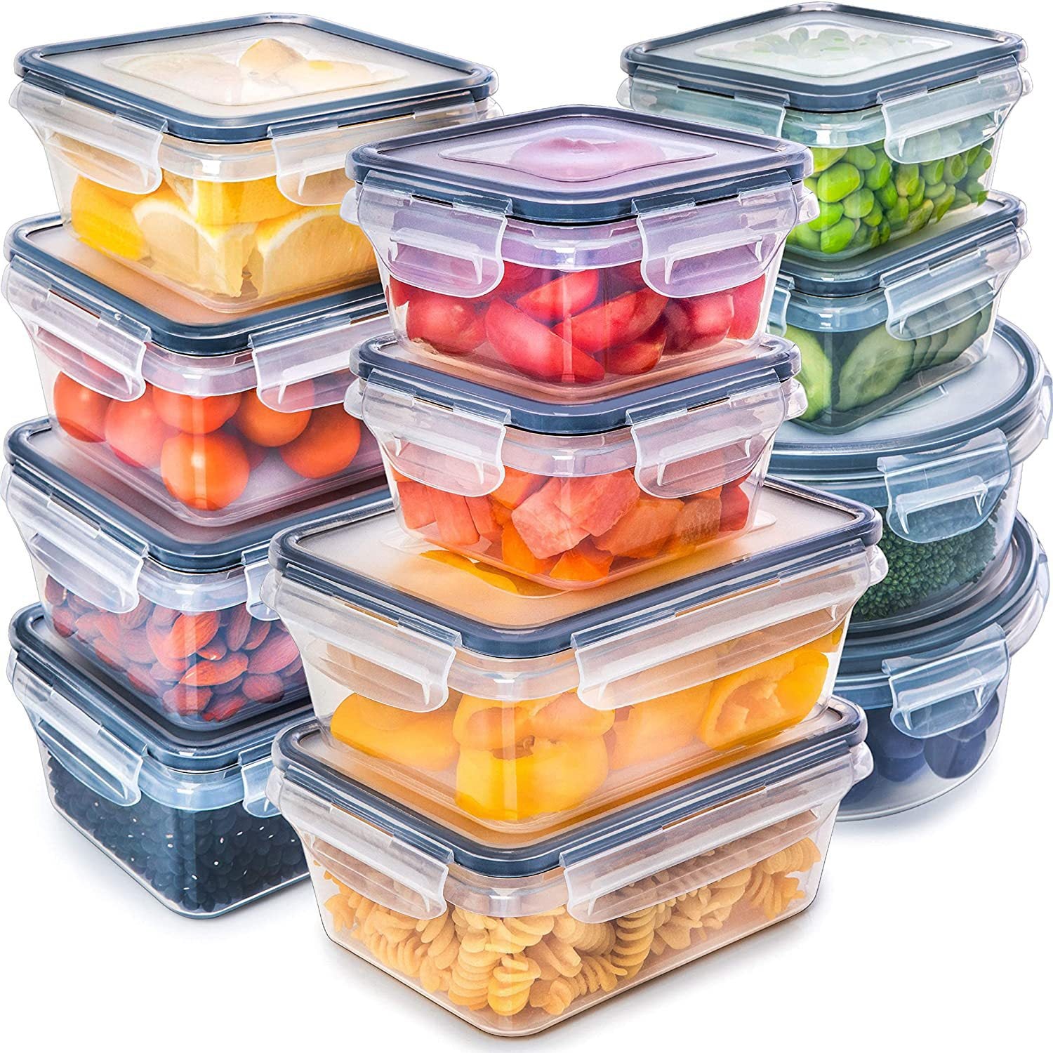 12 Piece Kitchen Cereal Storage Box Set Refrigerator Containers