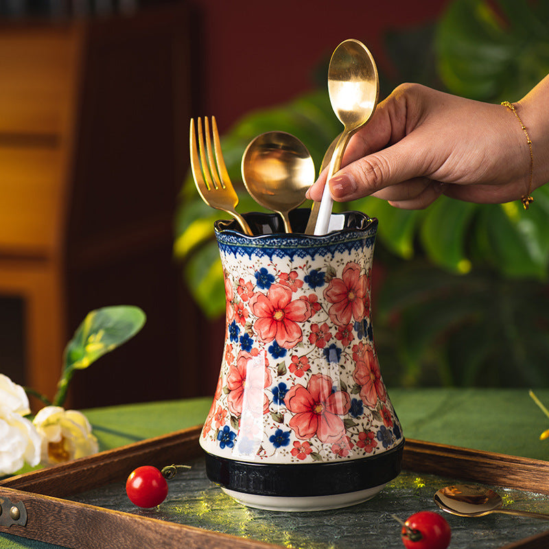 Ceramic Kitchen Chopstick And Spoon Draining Holder