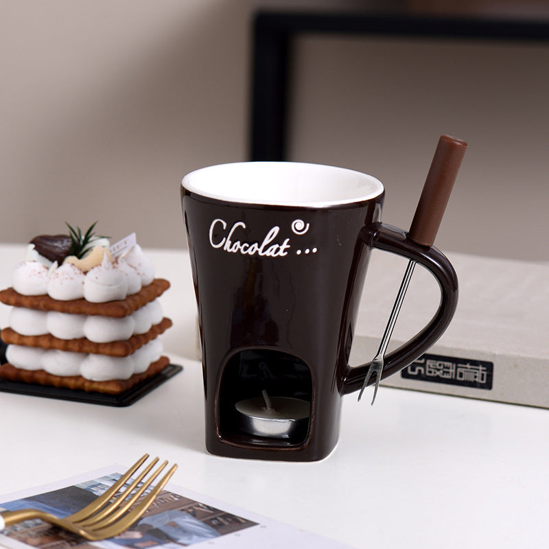Mini Fondue Mug Set Chocolate Cheese Warmer Kit