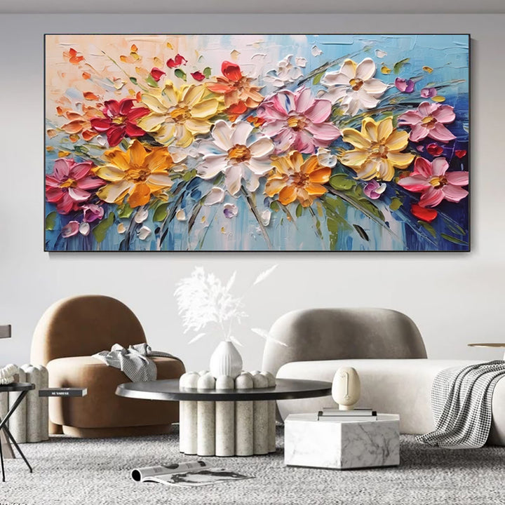 Colorful Spring Flower Oil Painting Canvas Wall Art