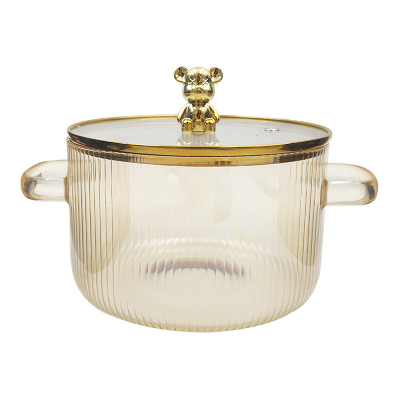 Double-Ear Transparent Glass Milk Pot And Hot Pot Bowl
