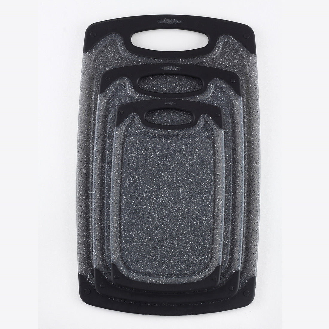 Three Piece Plastic Cutting Board Set With Hanging Design