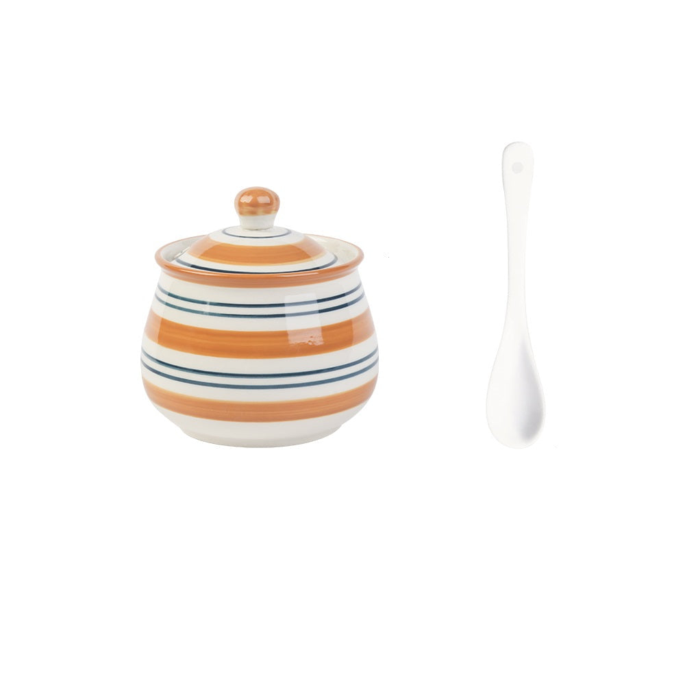 Household Kitchen Condiment Pot Ceramic Suit