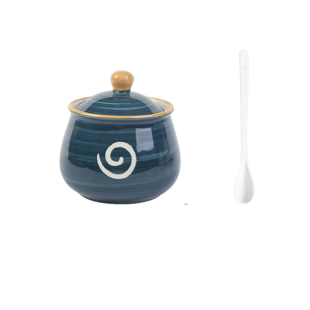 Household Kitchen Condiment Pot Ceramic Suit