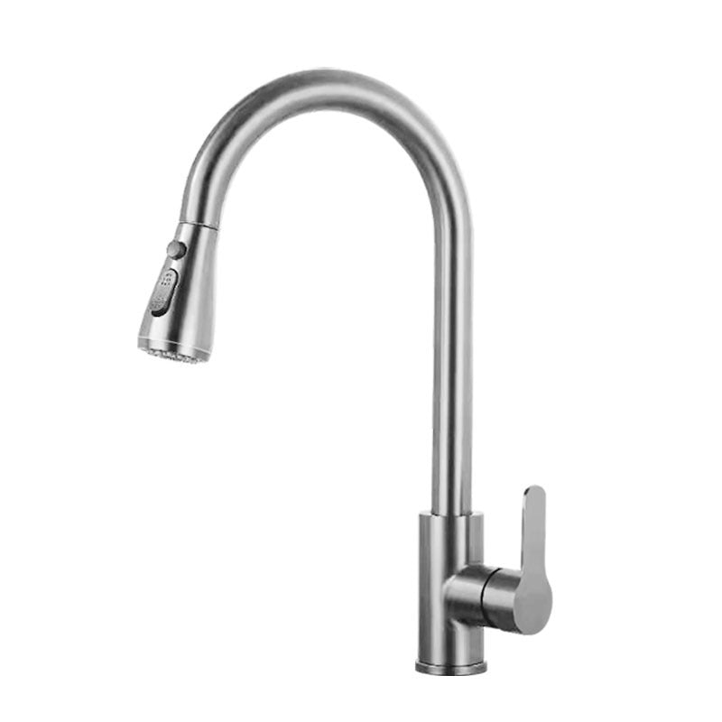 Gun Gray Stainless Steel Waterfall Kitchen Faucet Single Sink