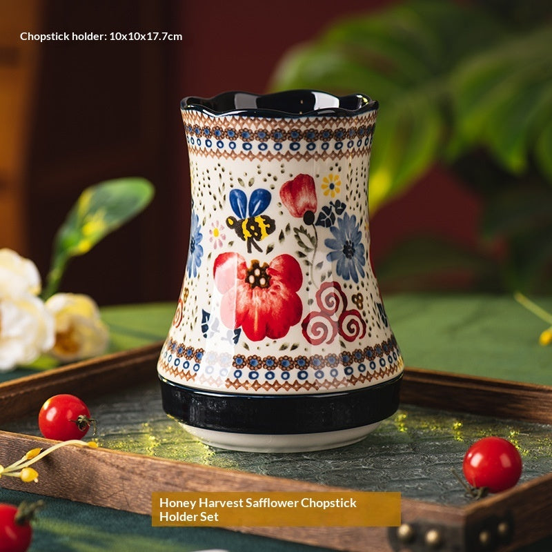 Ceramic Kitchen Chopstick And Spoon Draining Holder
