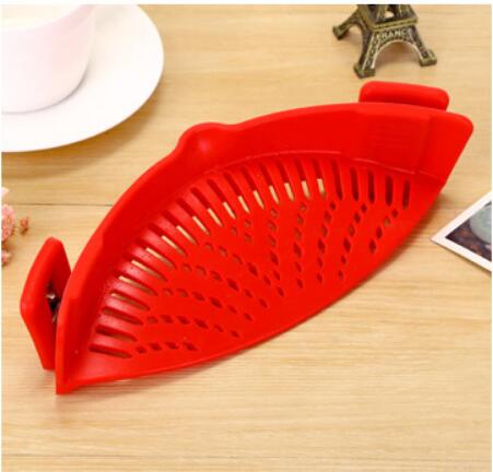 Silicone Clip-On Pot Strainer Funnel Colander Tool