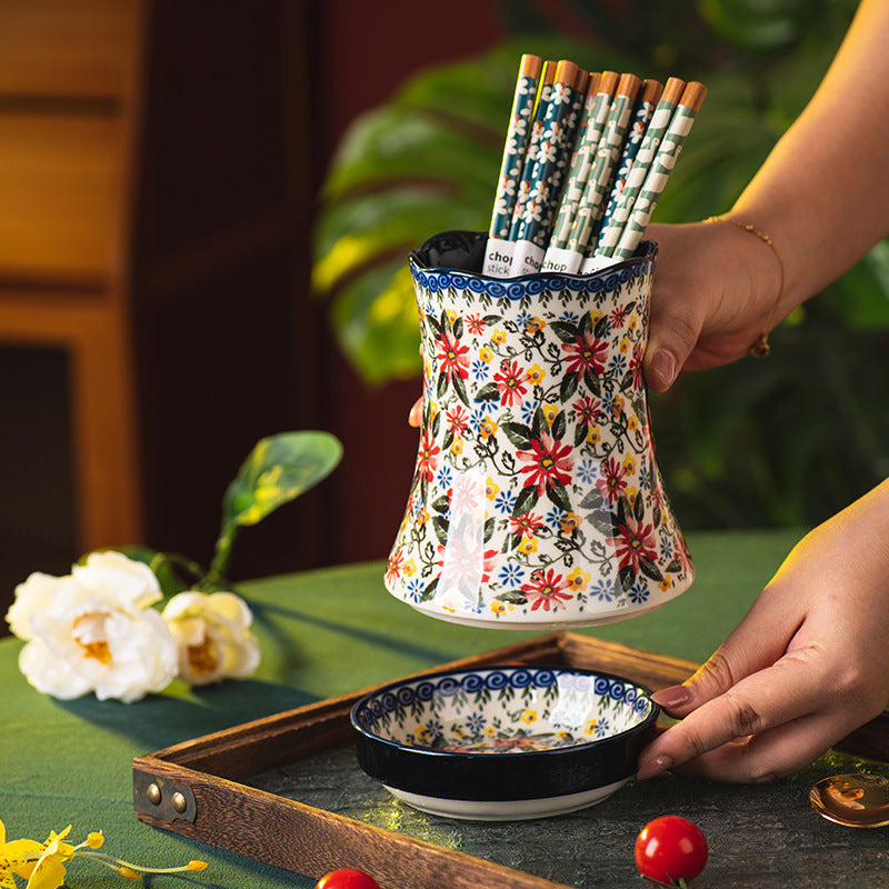 Ceramic Kitchen Chopstick And Spoon Draining Holder
