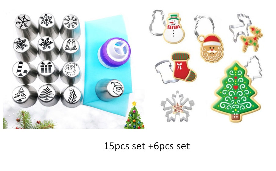 3-In-One Christmas Stainless Steel Cake Decorating Nozzle Set