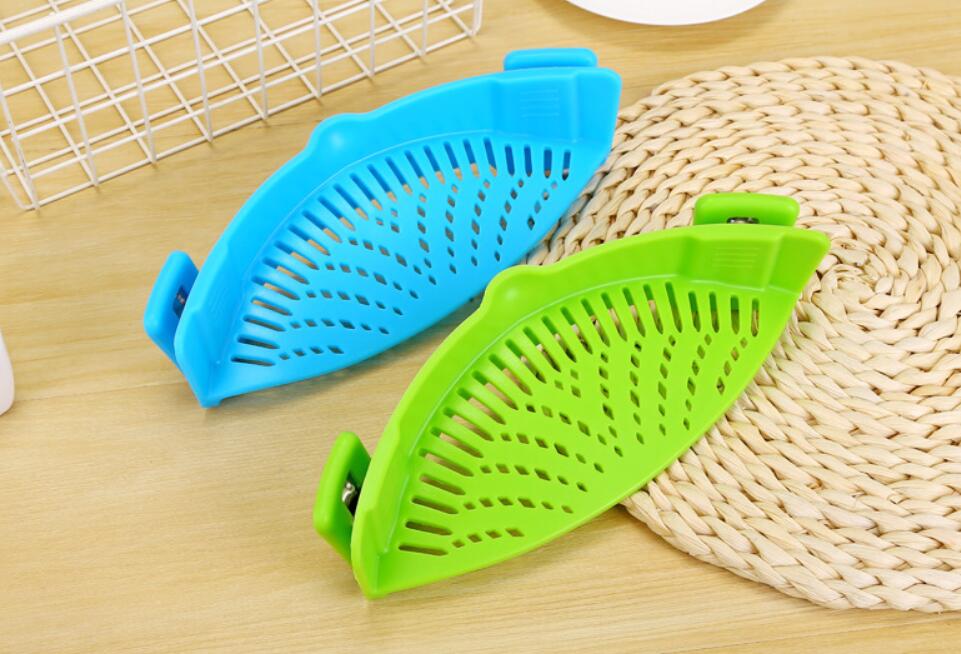 Silicone Clip-On Pot Strainer Funnel Colander Tool