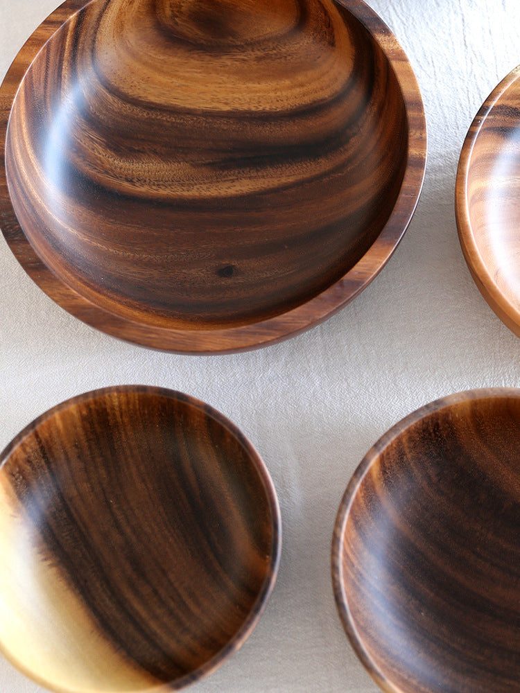 Natural Wooden Fruit Salad Bowl Kitchen Serving Bowl Household Use