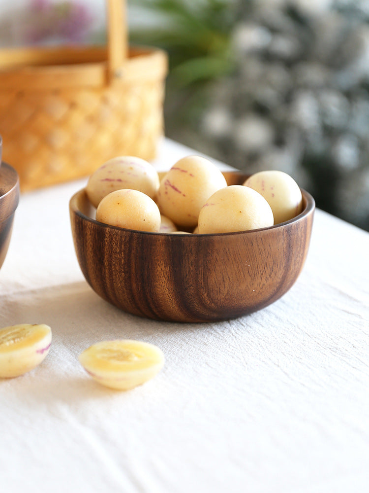 Natural Wooden Fruit Salad Bowl Kitchen Serving Bowl Household Use