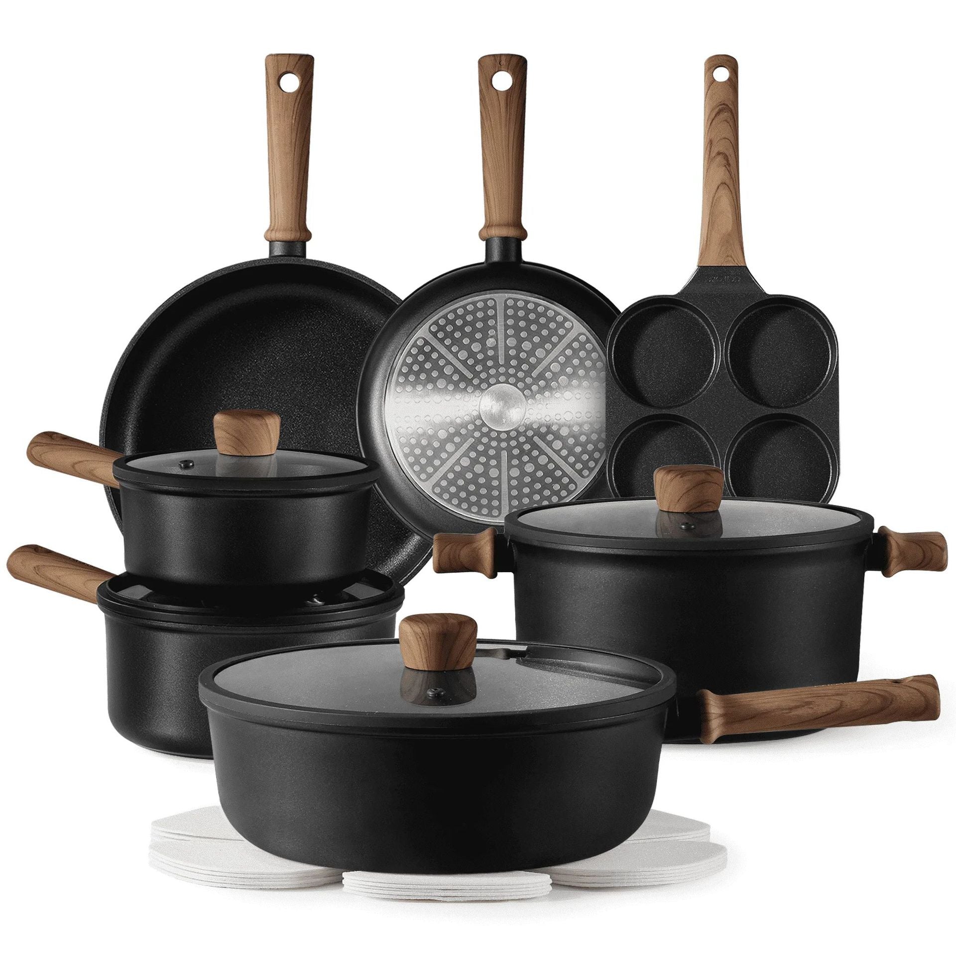 Nonstick Titanium Frying Pan Set for Home Cooking