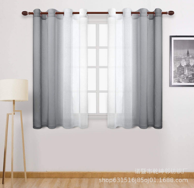 Gradient Sheer Curtains For Balcony With Blackout Curtain Set