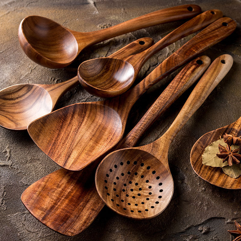Thailand Teak Wood Kitchen Utensil Set Spoon Ladle Skimmer