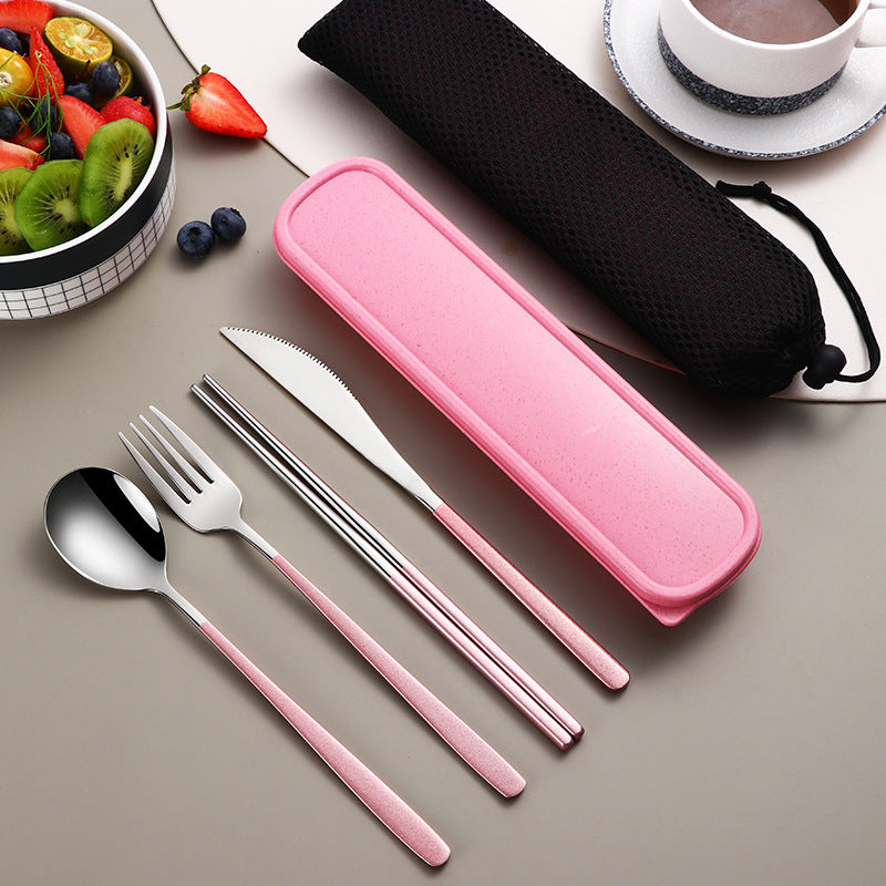 Gold Stainless Steel Portable Cutlery Set With Case
