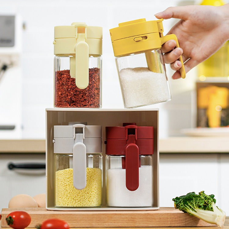 Small Seasoning Jars With Lids And Spoons Spice Containers