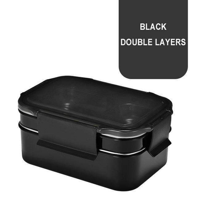 ONEUP Stainless Steel Double Layer Bento Lunch Box With Tableware