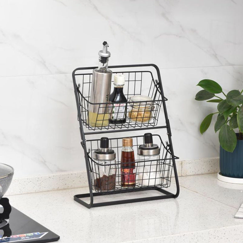 Multilayer Stainless Steel Kitchen Storage Rack With Spice Shelf