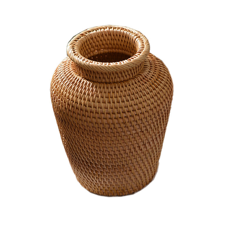 Rattan Woven Decorative Vase Floral Basket Tabletop Ornament