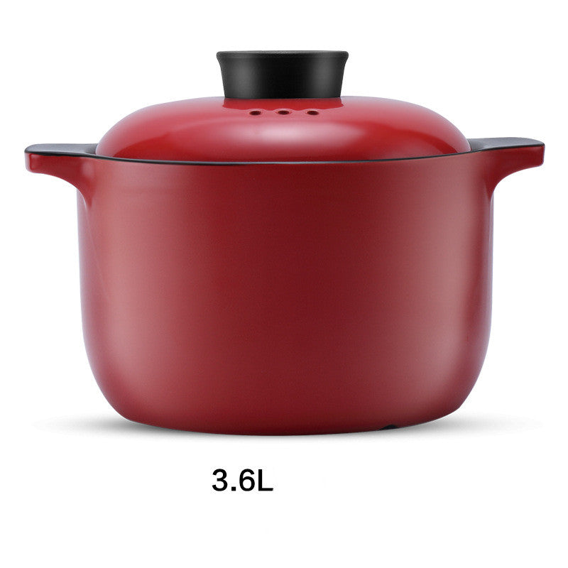 Red Ceramic Stock Pot Heat Resistant Multi Purpose Casserole