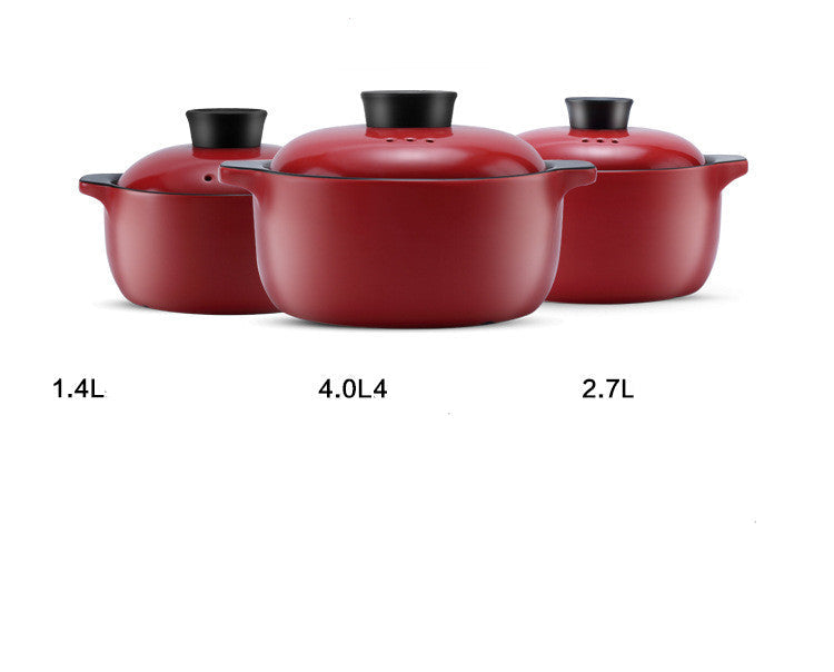 Red Ceramic Stock Pot Heat Resistant Multi Purpose Casserole