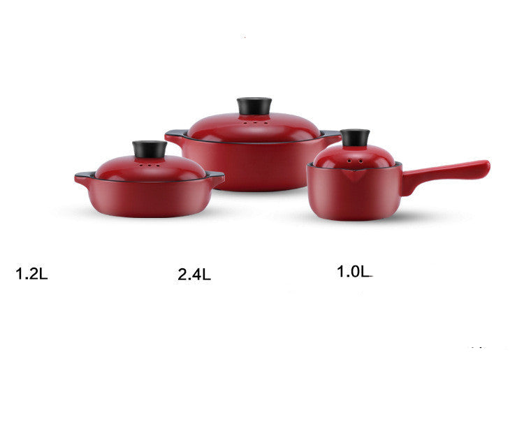 Red Ceramic Stock Pot Heat Resistant Multi Purpose Casserole