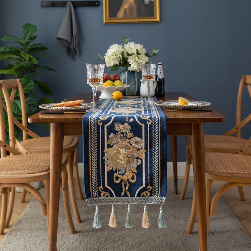 Chenille Tassel Table Runner Polyester Decorative Household Tablecloth