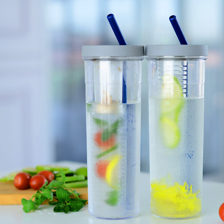 Portable Fruit Infuser Water Bottle With Flip Lid