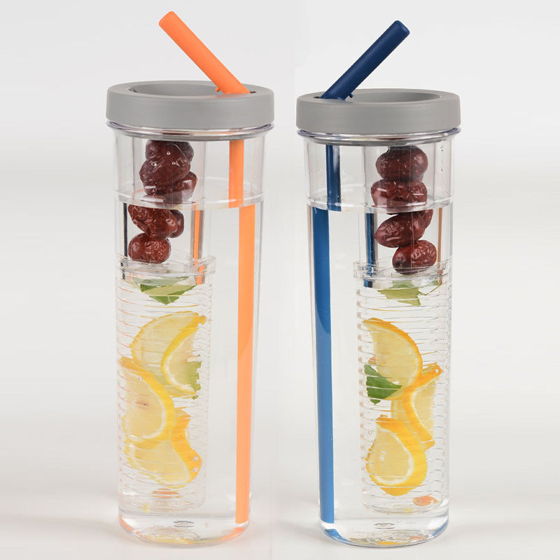 Portable Fruit Infuser Water Bottle With Flip Lid