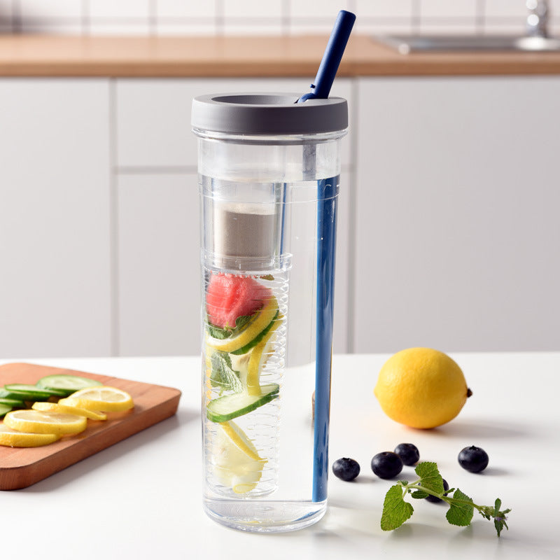 Portable Fruit Infuser Water Bottle With Flip Lid