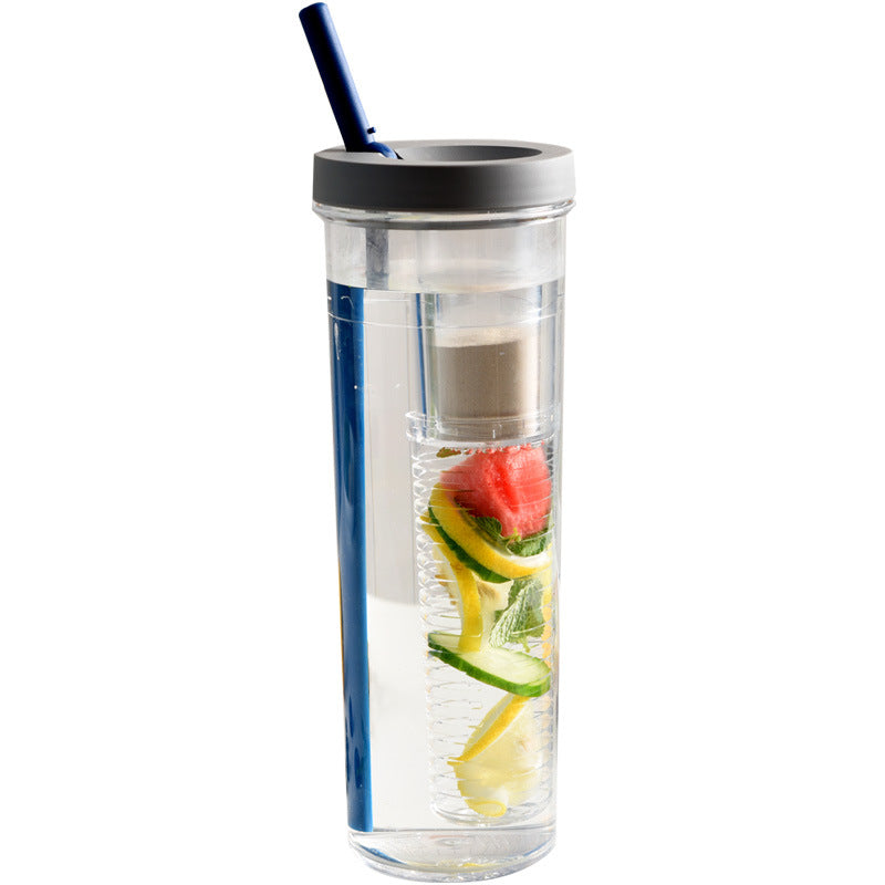 Portable Fruit Infuser Water Bottle With Flip Lid