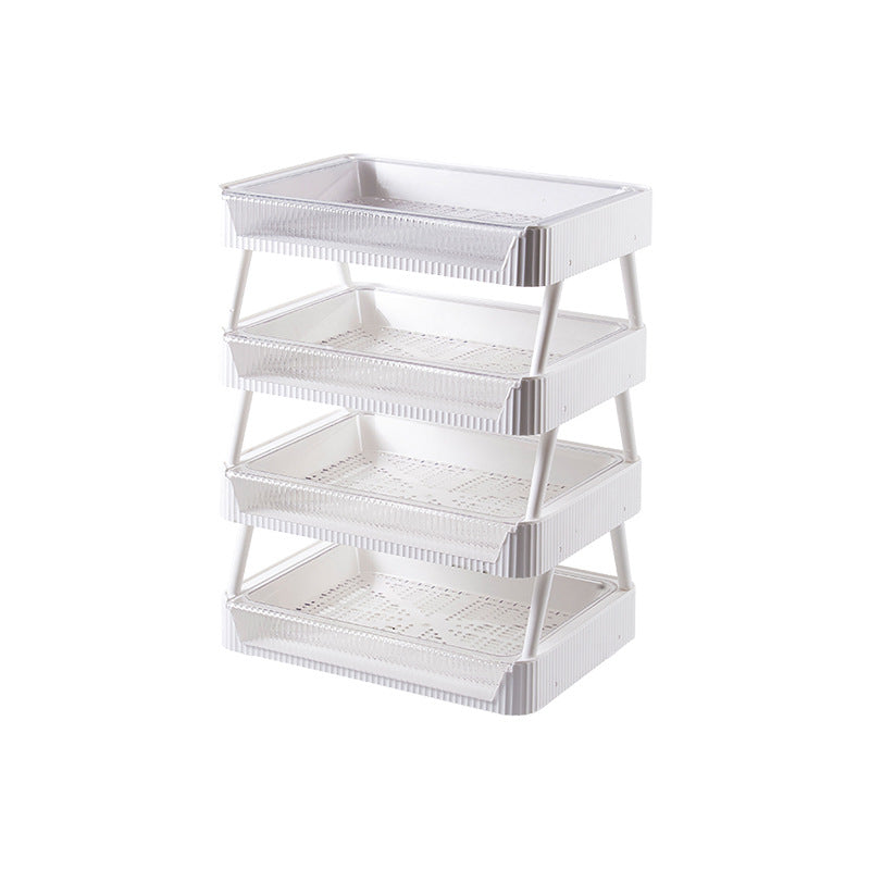 Kitchen Folding Storage Rack Draining Basket Organizer Stackable Shelf