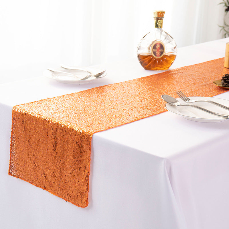Sequined Embroidered Mediterranean Table Runner With Gypsophila Design