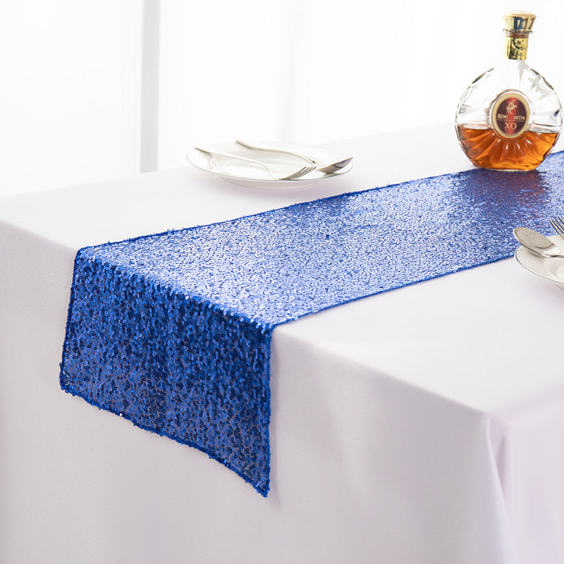 Sequined Embroidered Mediterranean Table Runner With Gypsophila Design