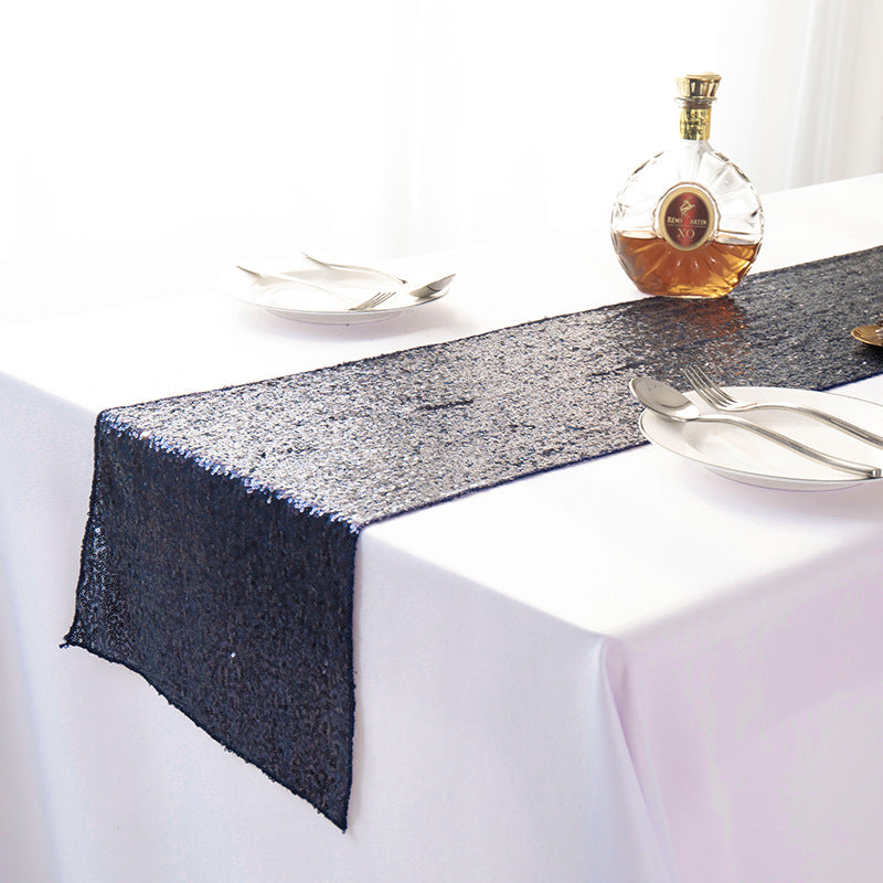 Sequined Embroidered Mediterranean Table Runner With Gypsophila Design