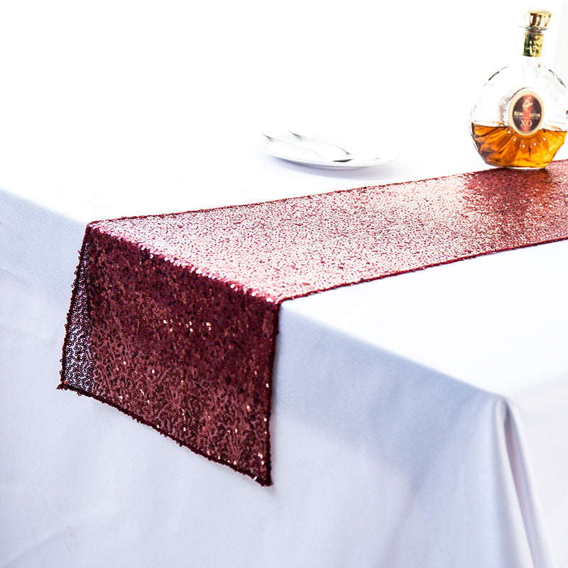 Sequined Embroidered Mediterranean Table Runner With Gypsophila Design
