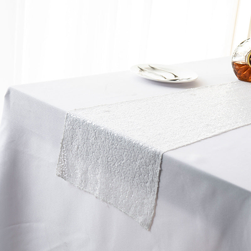 Sequined Embroidered Mediterranean Table Runner With Gypsophila Design