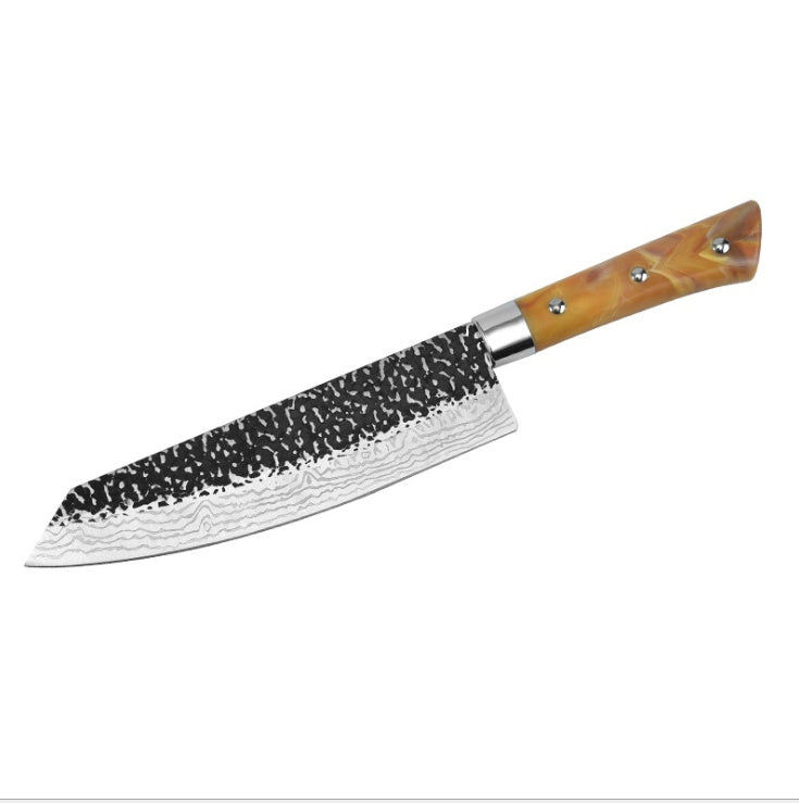 Stainless Steel Chef Knife With Marbled Handle For Meat Slicing