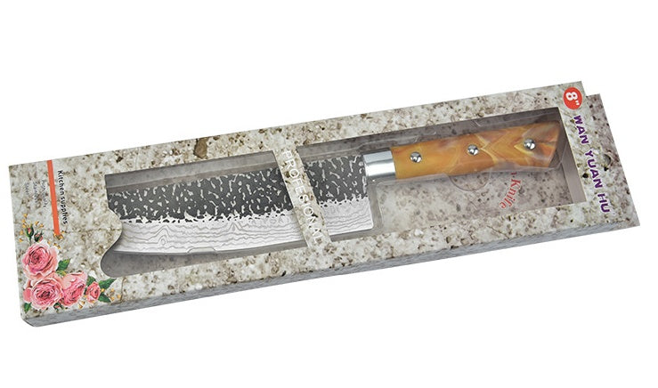 Stainless Steel Chef Knife With Marbled Handle For Meat Slicing