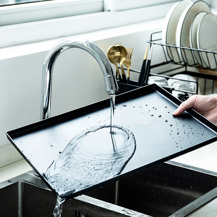 Double-Tier Metal Dish Drying Rack for Kitchen Sink