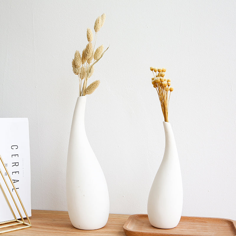 Modern White Ceramic Water Drop Vase Dried Flower Decor
