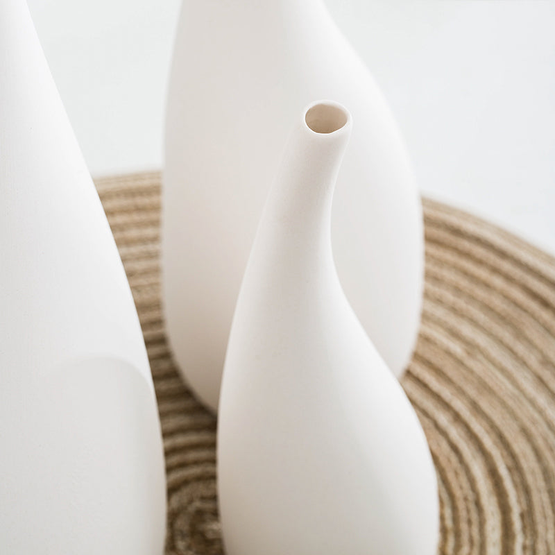 Modern White Ceramic Water Drop Vase Dried Flower Decor
