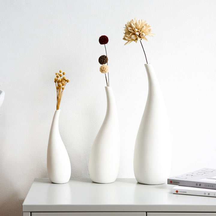 Modern White Ceramic Water Drop Vase Dried Flower Decor