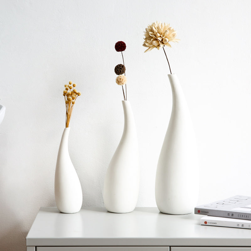 Modern White Ceramic Water Drop Vase Dried Flower Decor