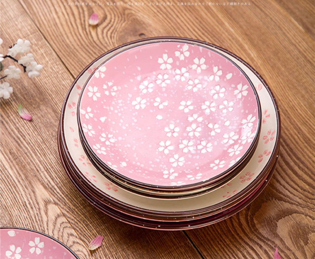 Cherry Blossom Ceramic Dinner Plate Kitchen Tableware