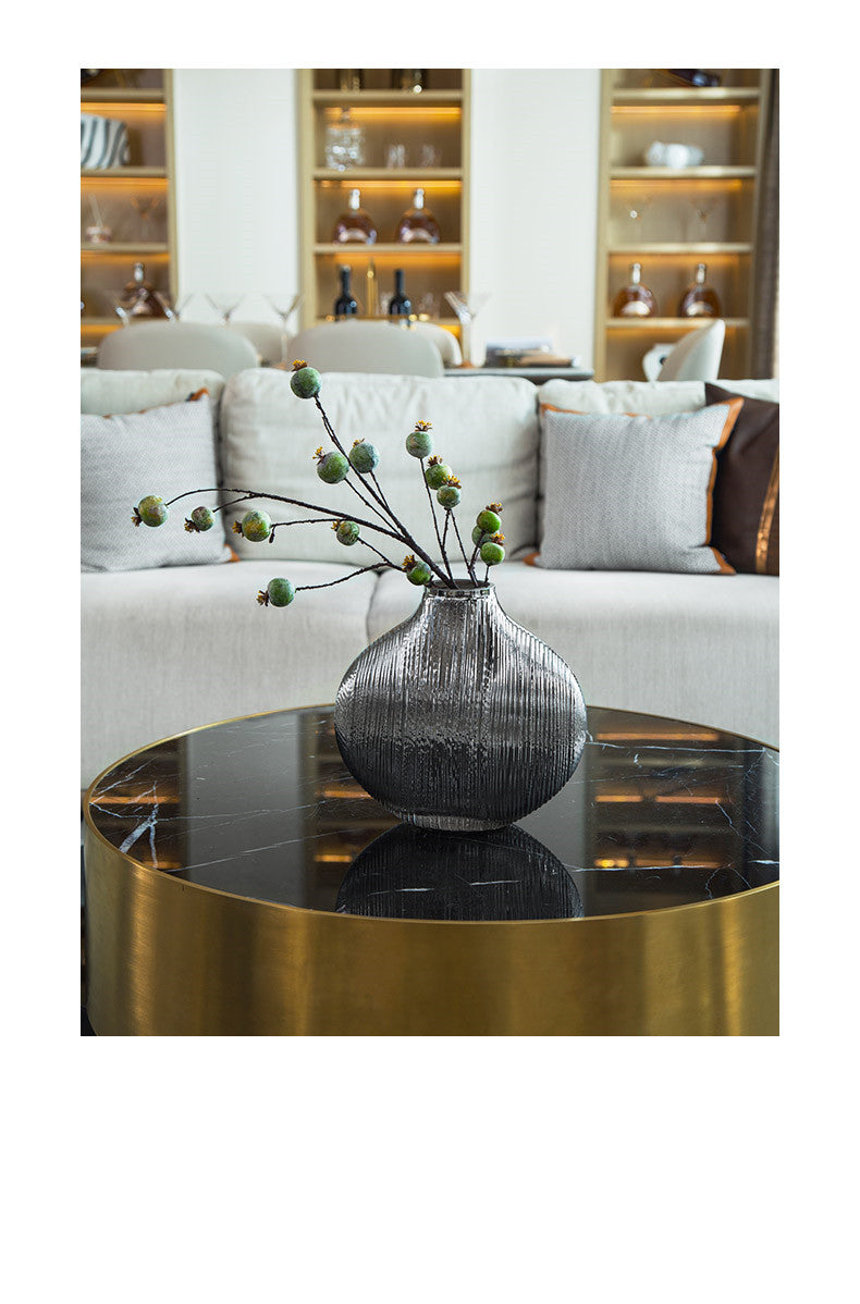 Silver Striped Glass Vase Modern Hydroponic Home Decor
