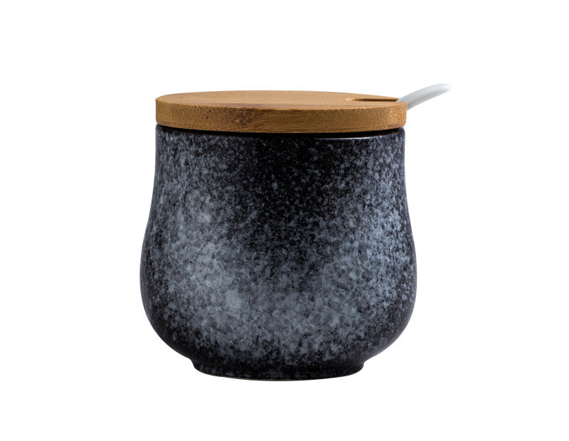 Japanese Ceramic Seasoning Pot Set With Cover Kitchen Storage