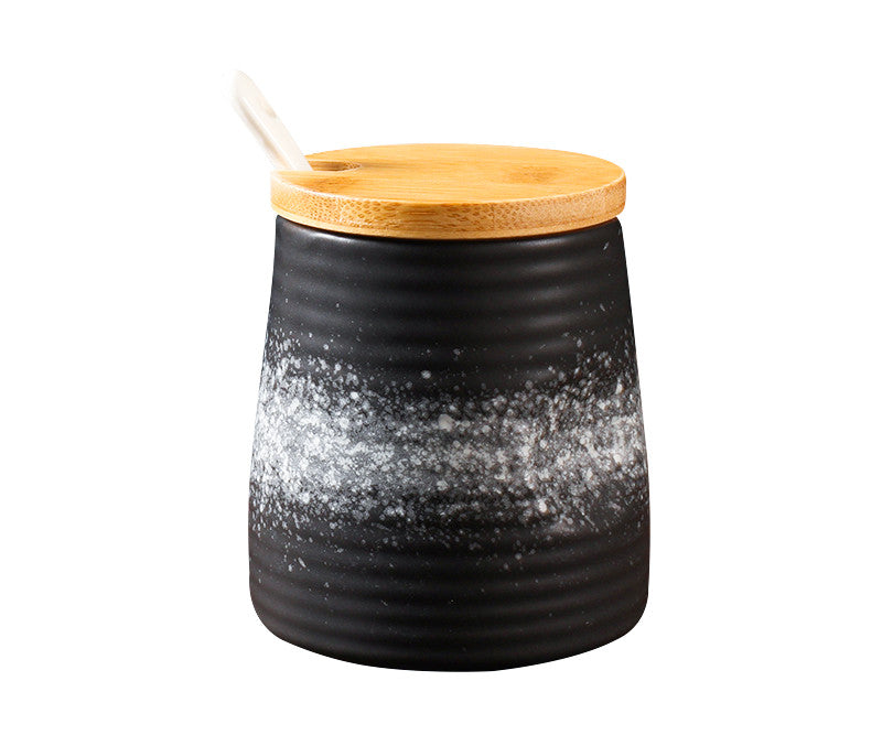 Japanese Ceramic Seasoning Pot Set With Cover Kitchen Storage
